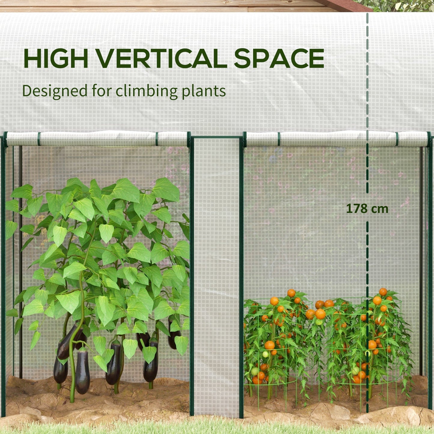 Outsunny 200 x 100cm szklarnia typu walk-in z drzwiami na suwak - biała