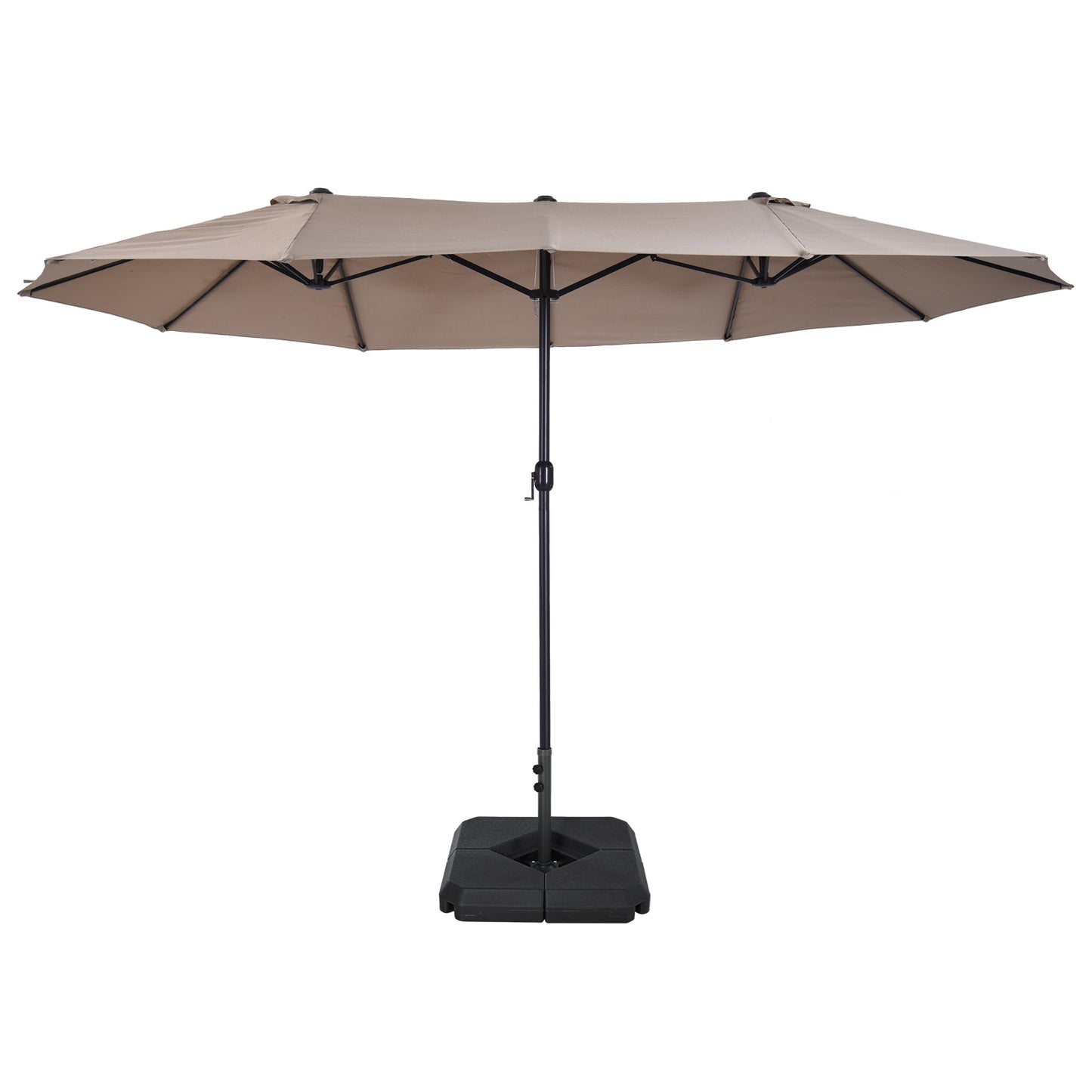 Outsunny 4,6 m Parasol ogrodowy dwustronny parasol przeciwsłoneczny na patio, zadaszenie, osłona rynkowa, baldachim z podstawą ciężarkową, brązowy