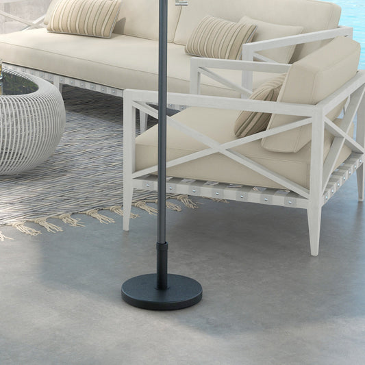 Outsunny 15 كجم مظلة خرسانية قاعدة مظلة مع تأثير الروطان 46.5 سم قطر حامل مظلة شديد التحمل لمظلة الفناء الخارجية