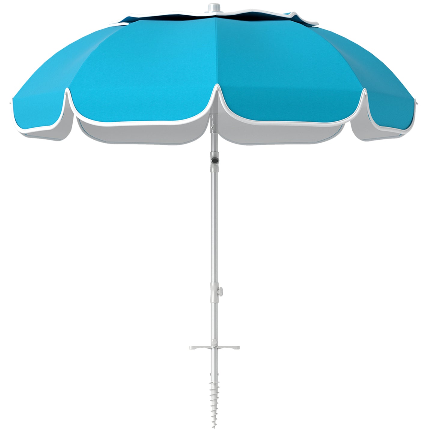 Outsunny Parasol plażowy przenośny z kotwicą piaskową, torba transportowa, regulowana wysokość i nachylenie, ochrona UV UPF50+, niebieski