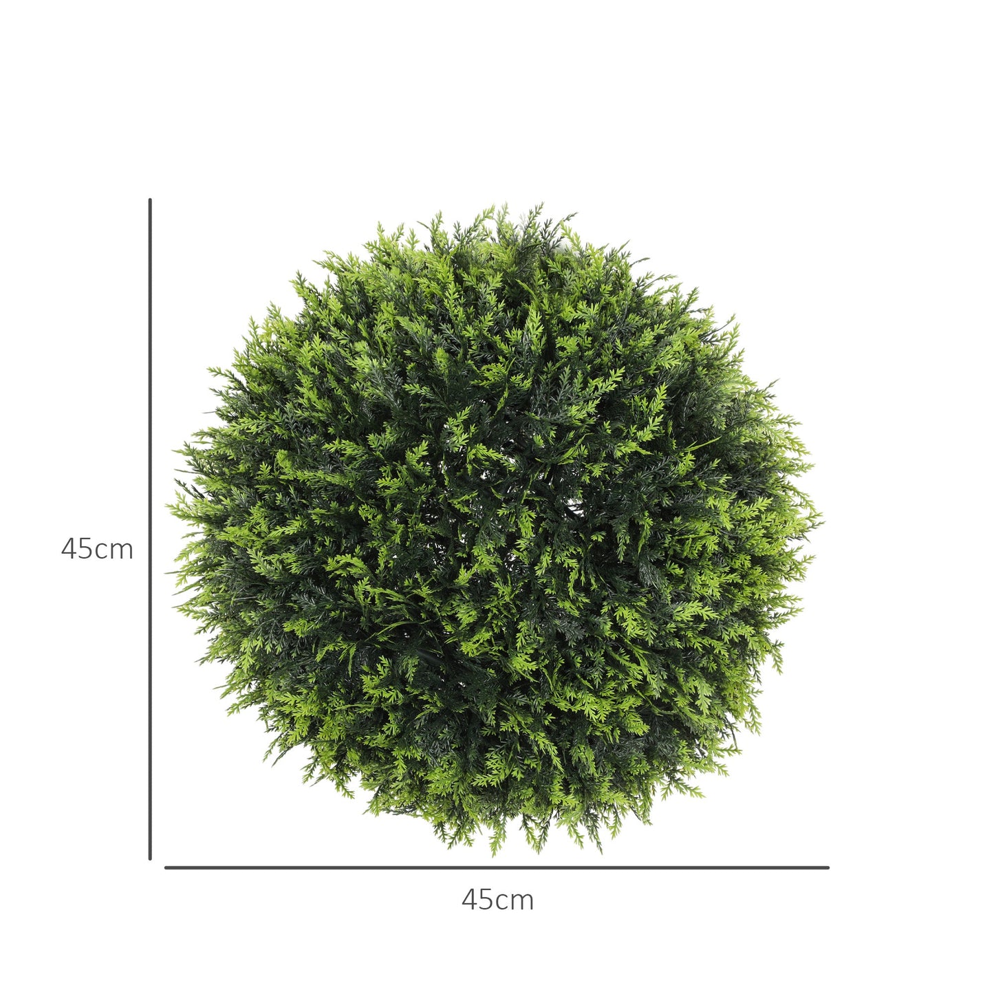 HOMCOM Zestaw 2 sztucznych roślin Topiary Balls, sztuczne rośliny dekoracyjne z ochroną UV, sztuczne rośliny do dekoracji wnętrz i na zewnątrz, 45 cm, zielony