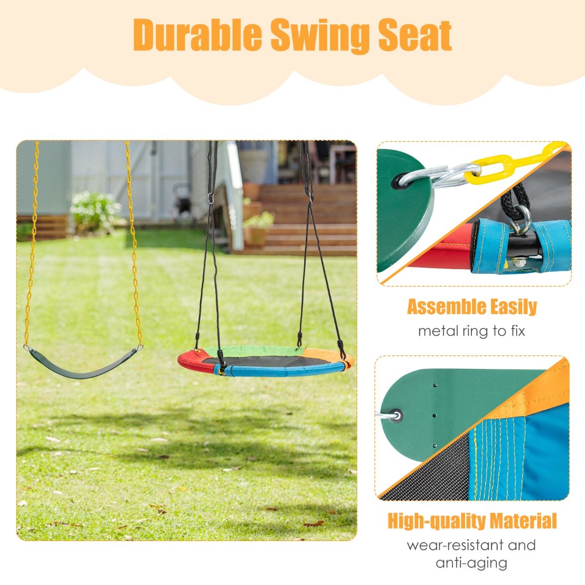 Kids Double Swing Set for Garden Playground (Without Swing Frame)