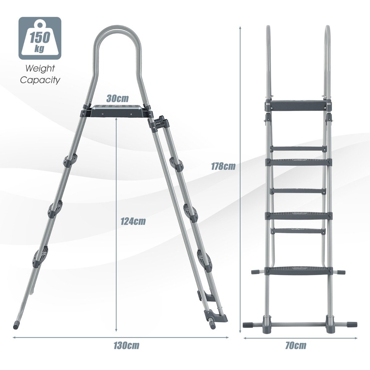 Above Ground Pool Ladder with Removable Steps for 122 CM Wall Height