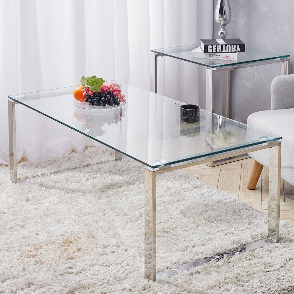 Clear Glass Coffee Table Chrome Frame