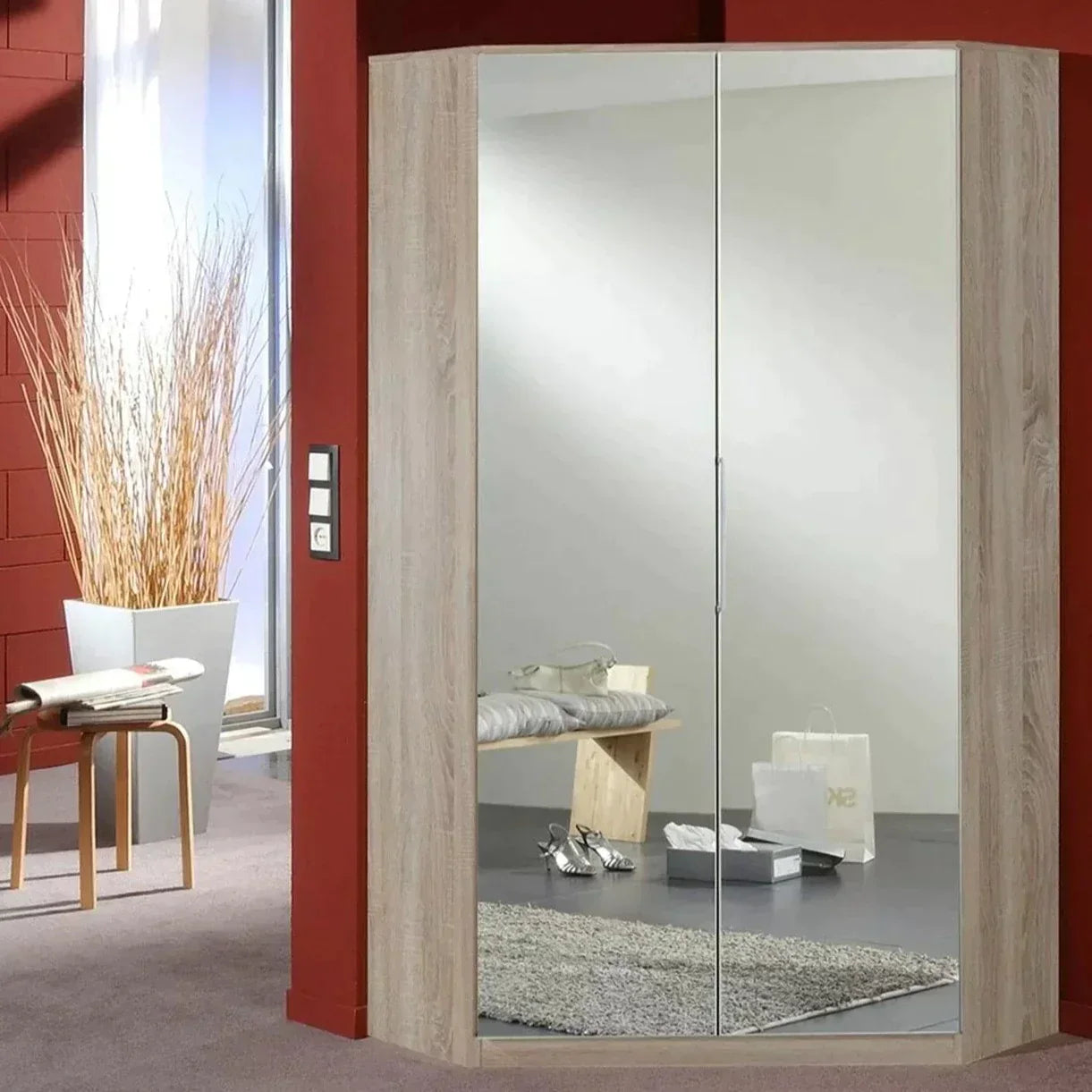 Corner Wardrobe GEMA 2 Door Wardrobe Oak 95cm