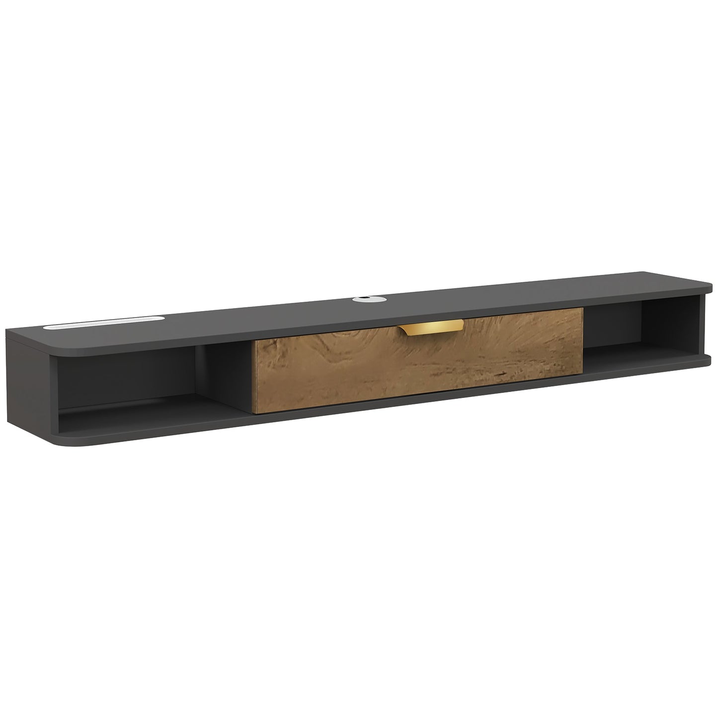 HOMCOM 140 cm Wiszący Stojak Pod TV Z Przechowalką - Antracytowy