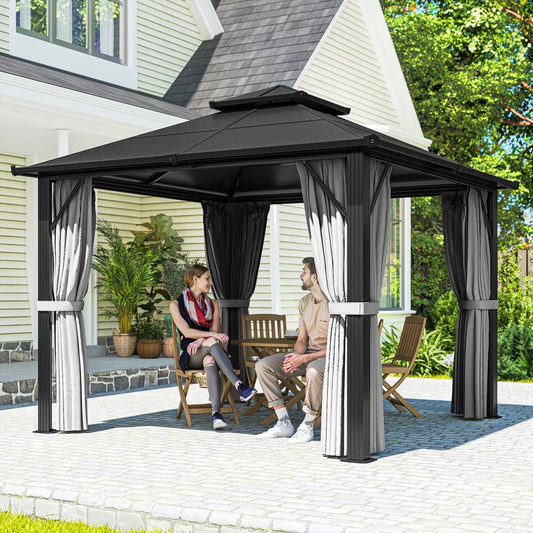 Outsunny Hardtop Gazebo Canopy with UPF30+ Double Polycarbonate Roof in Grey, image 2