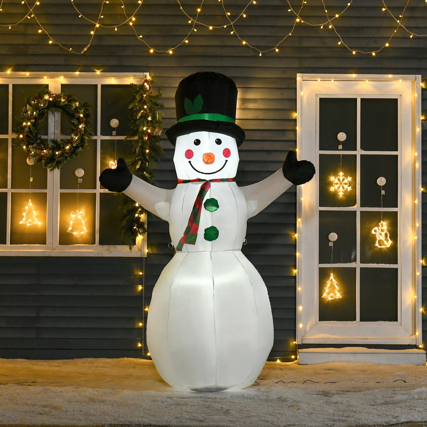 HOMCOM 6,5 stopy nadmuchiwany bałwan LED Boże Narodzenie Xmas dmuchany powietrzem świąteczna dekoracja zewnętrzna do ogrodu