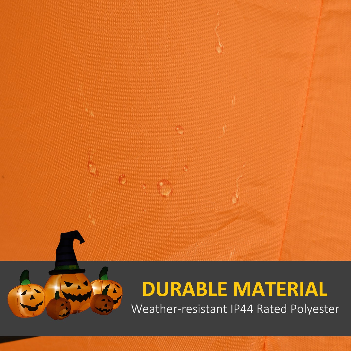 Outsunny 6ft nadmuchiwana duża dynia na Halloween w kapeluszu z czterema małymi dyniami, nadmuchiwany zewnętrzny wyświetlacz LED na trawnik, do ogrodu, na imprezę