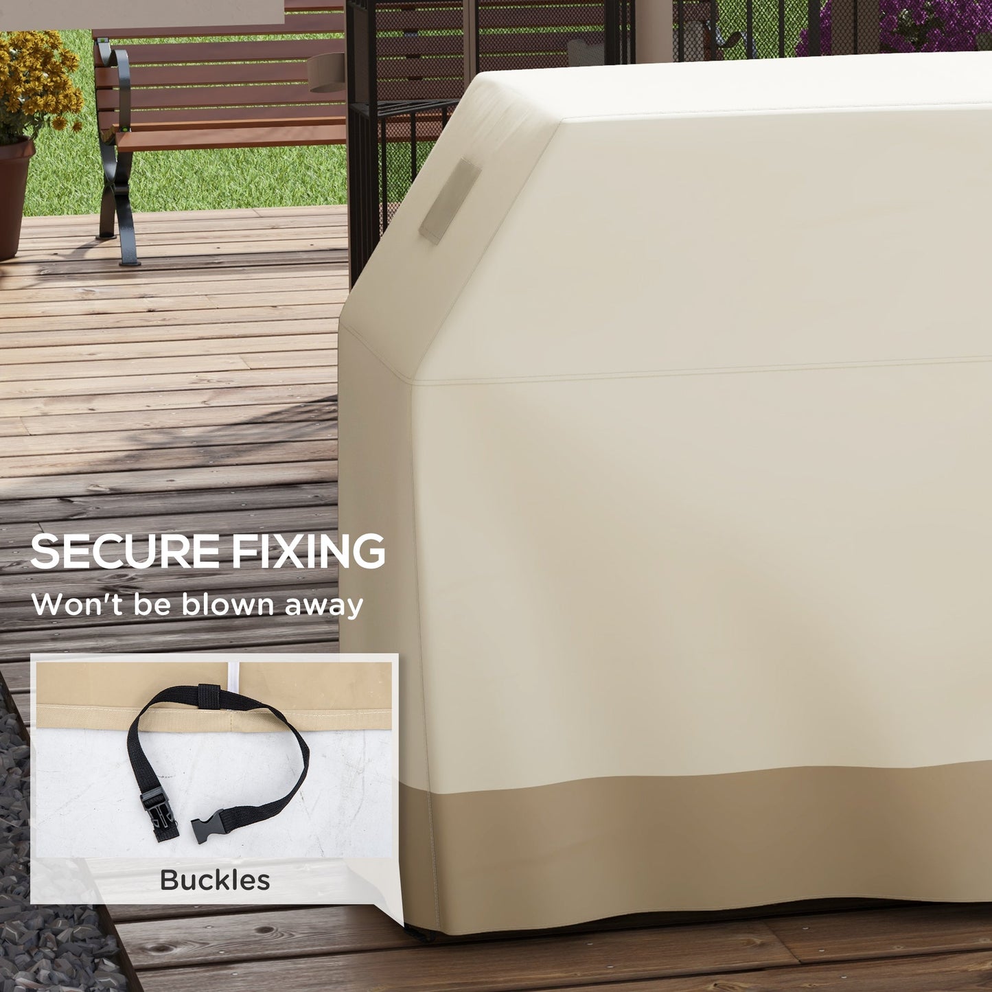 غطاء شواية حماية مطلي بطبقة من البولي يوريثان مقاس 66 عرض × 152 طول سم من Outsunny - بيج