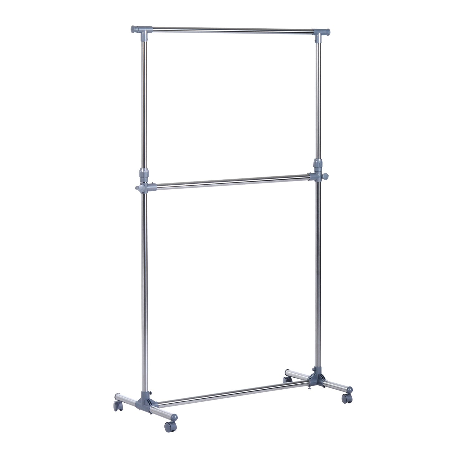 Wieszak na ubrania HOMCOM Heavy Duty, wieszak na ubrania, stojak ekspozycyjny z kółkami, regulowany