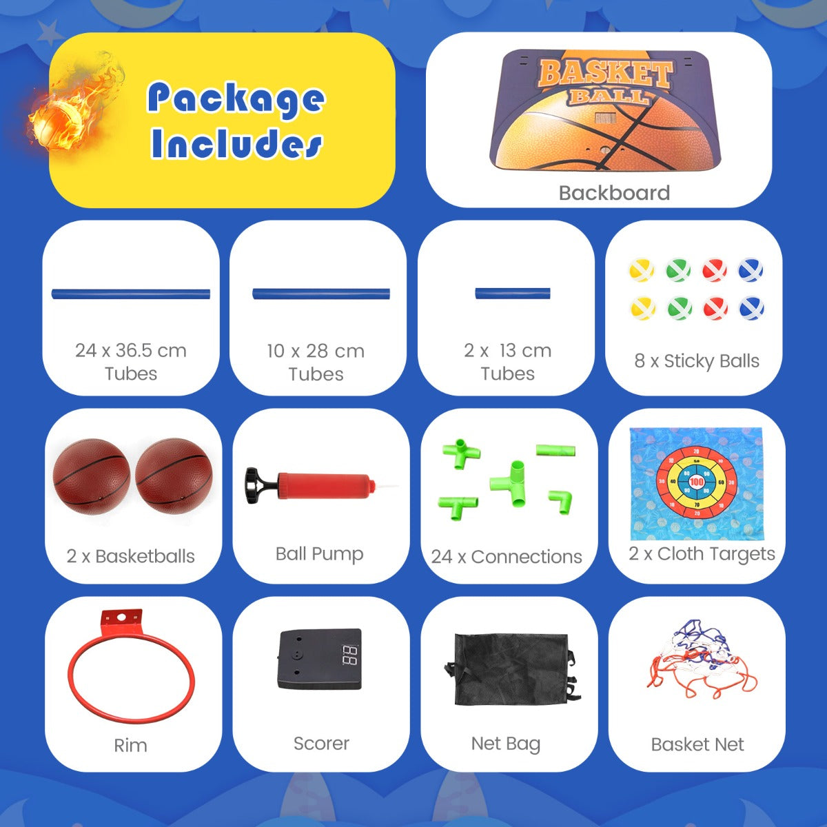 2-in-1 Kids Basketball Arcade Game with Electronic Scoreboard