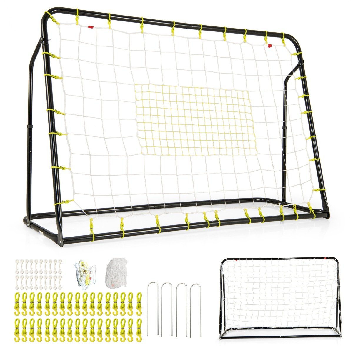2-in-1 Kids Soccer Rebounder and Soccer Goal for Kids Aged 6+ Years Old-Black