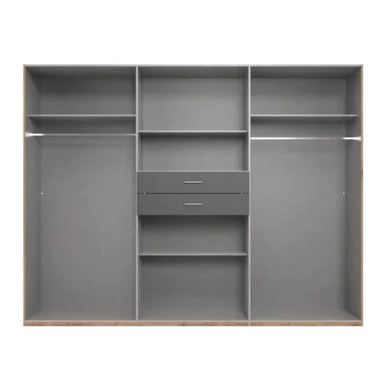 DOCKER 6 Door Mirrored Wardrobe Oak 270cm