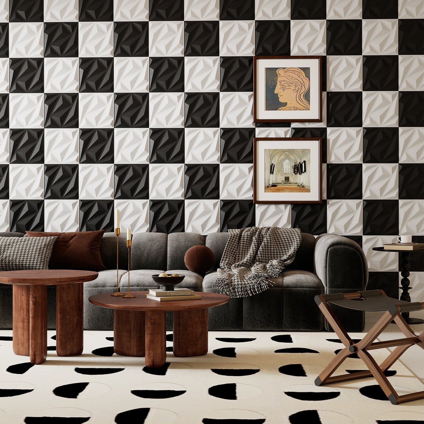 20-Pack 3D Acoustic Wall Panels with Diamond Texture-Black