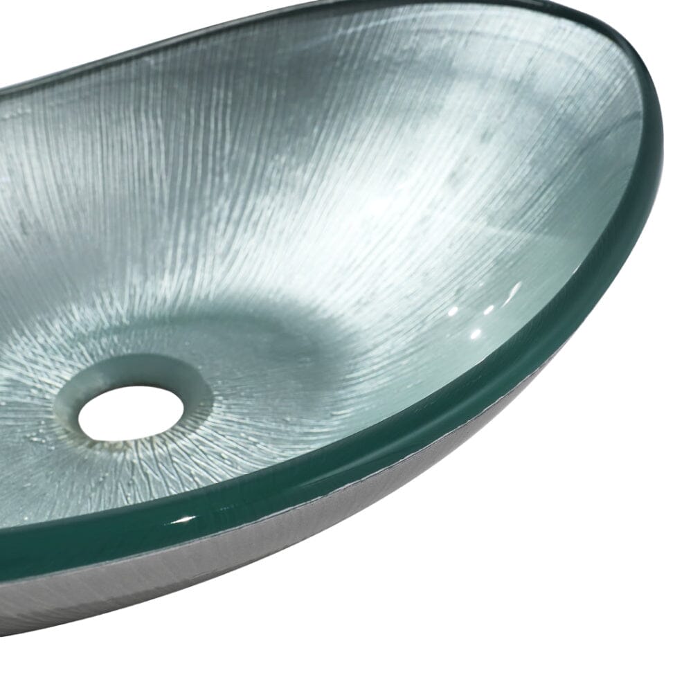 54cm W Oval Bathroom Art Tempered Glass Sink