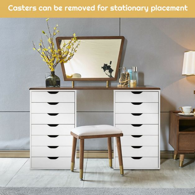 7-Drawer Chest Storage Dresser Floor Cabinet Organizer with Wheels