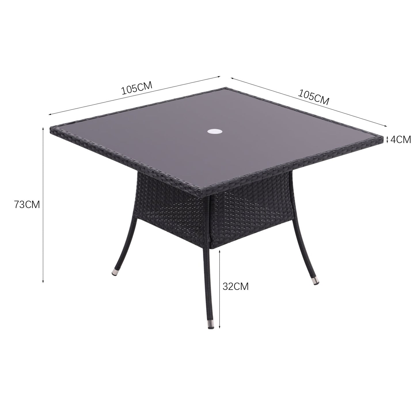 Round/Square Rattan Garden Table & Parasol Hole