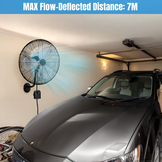 20 Inch Heavy Duty Metal Wall Mount Fan with 3 Fan Speeds-Black