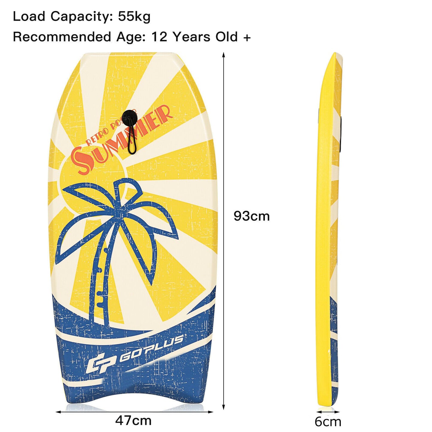 93cm Lightweight Surf Boogie Board with EPS Core