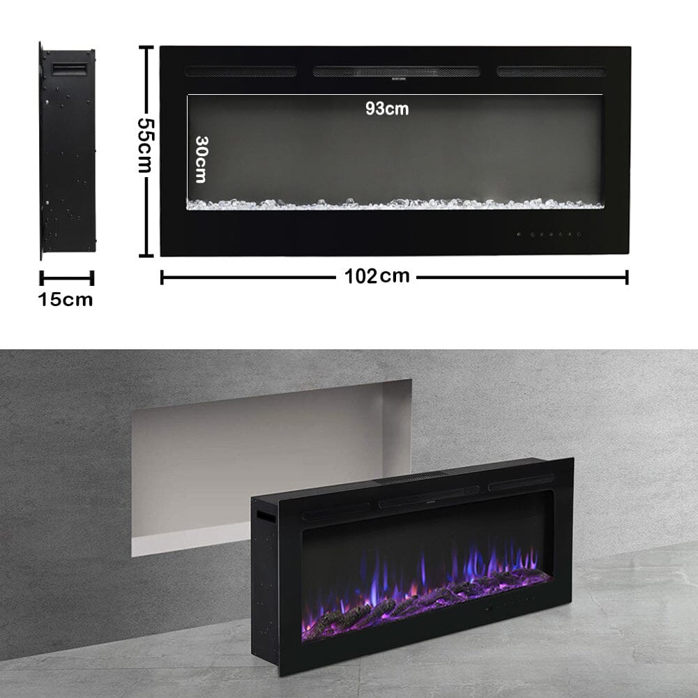 Smallbee Modern LED Wall Mounted/ Recessed Electric Fireplace