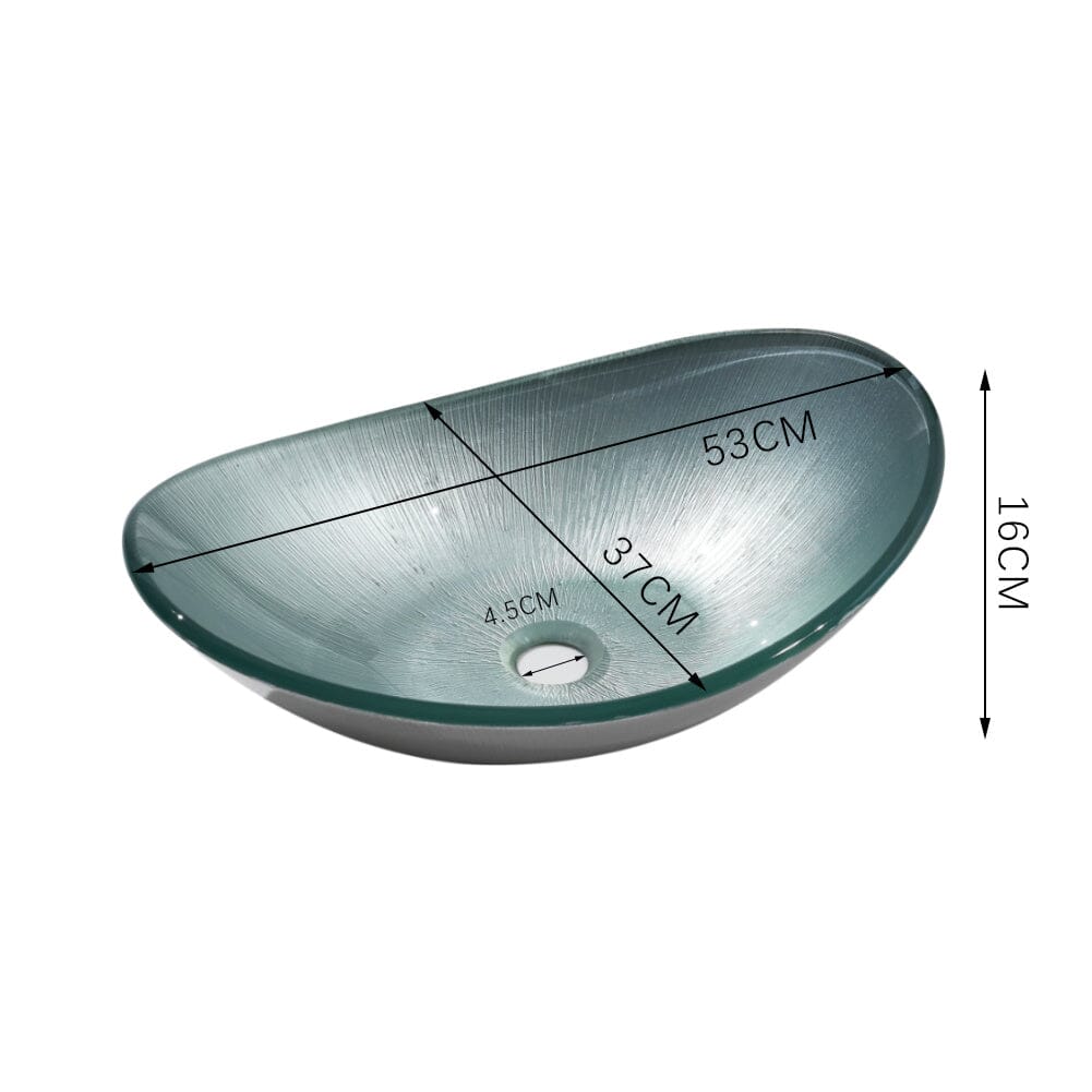 54cm W Oval Bathroom Art Tempered Glass Sink