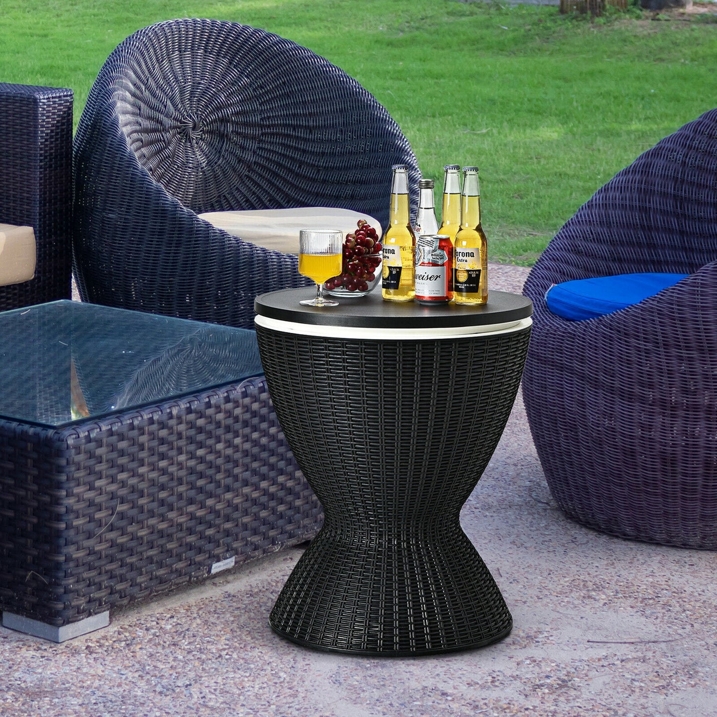 30L Patio Cool Box with Pop-Up Lid-Black