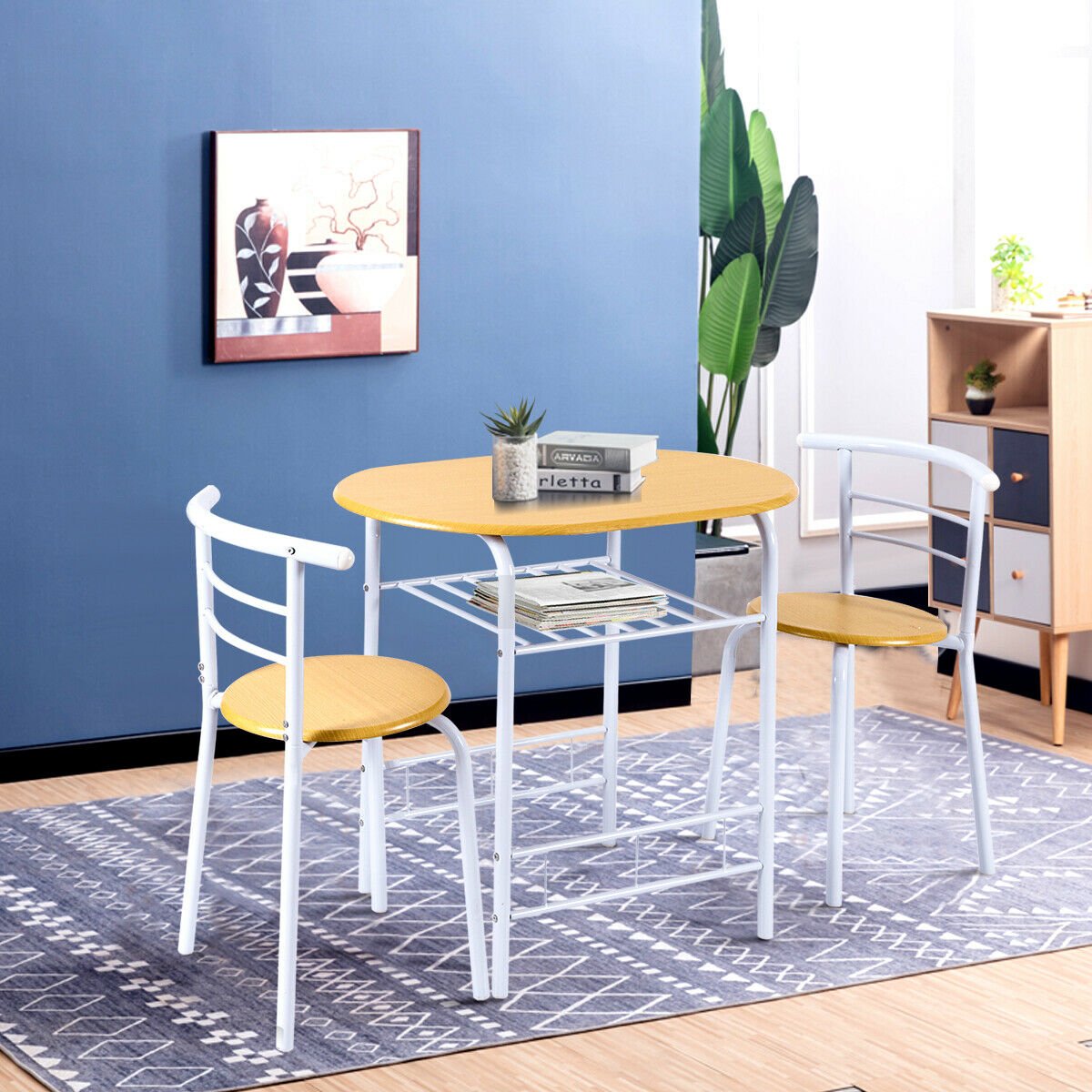 Compact Breakfast Dining Table Set-White