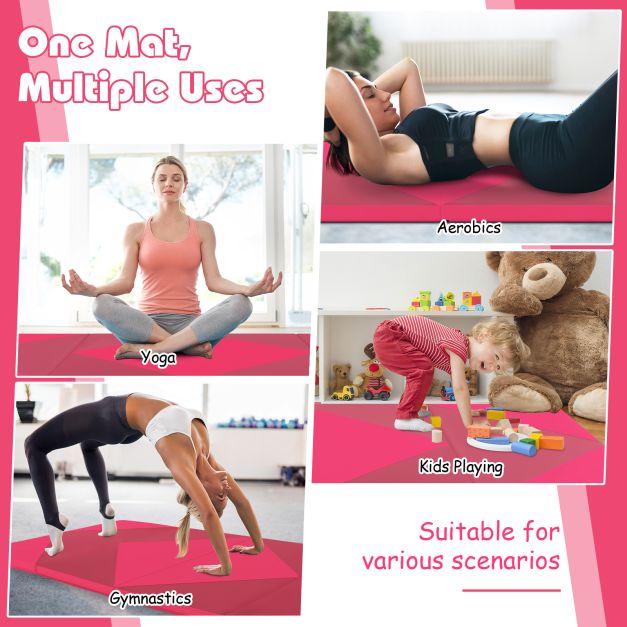 240cm PU Leather Folding Gymnastics Mat-Rose