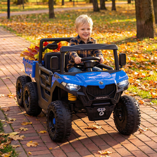 24V Ride on Dump Truck with Electric Dump Bed 4WD with Remote and Music-Blue