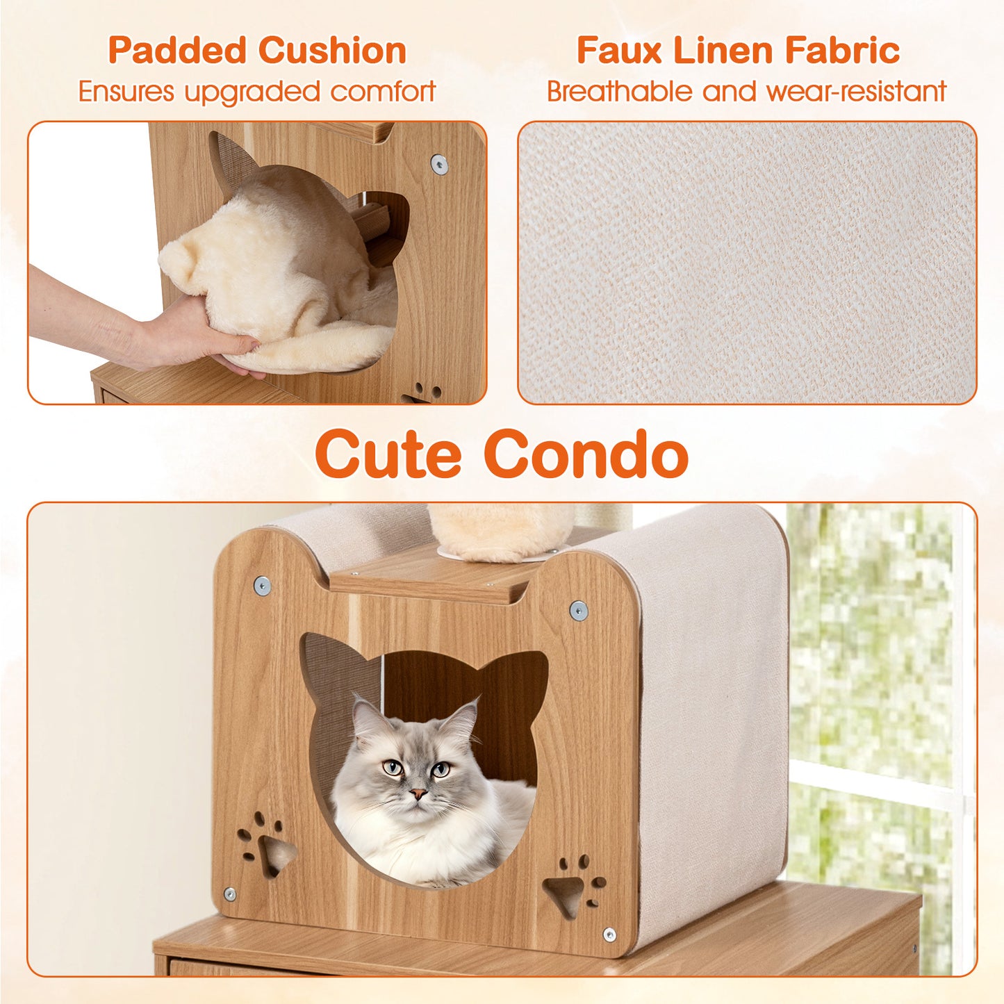 256-275 cm Adjustable Floor to Ceiling Cat Tree-Brown