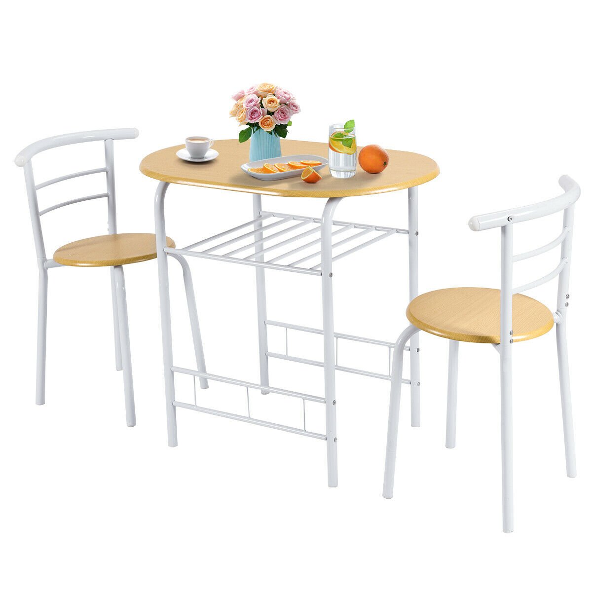 Compact Breakfast Dining Table Set-White