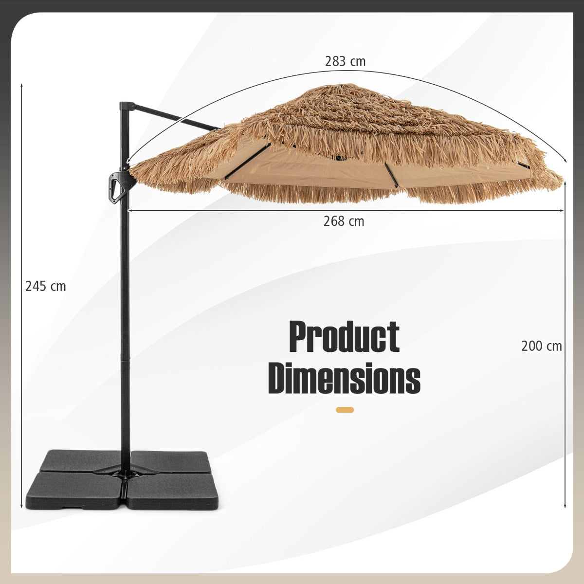 268 cm Cantilever Tiki Patio Umbrella with Vented Top-Natural