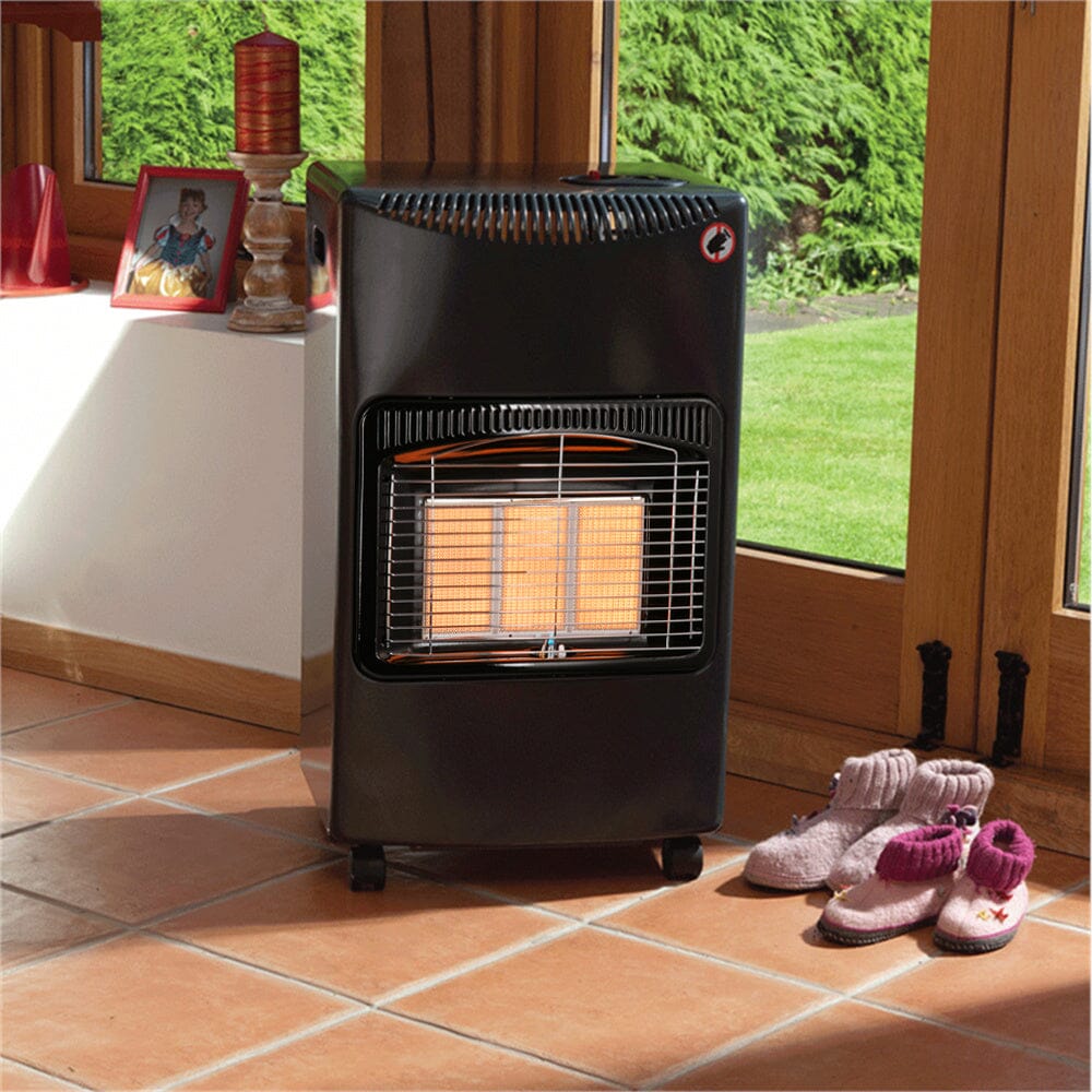 Black 4.2KW Portable Heater Free Standing Heating Cabinet Butane Gas Heater