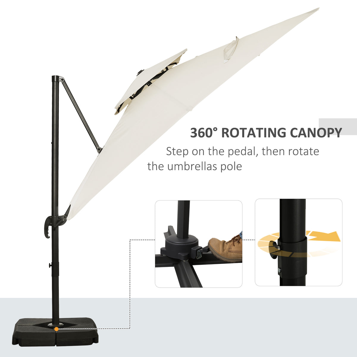 Outsunny Steel Frame Outdoor Roma Cantilever Umbrella