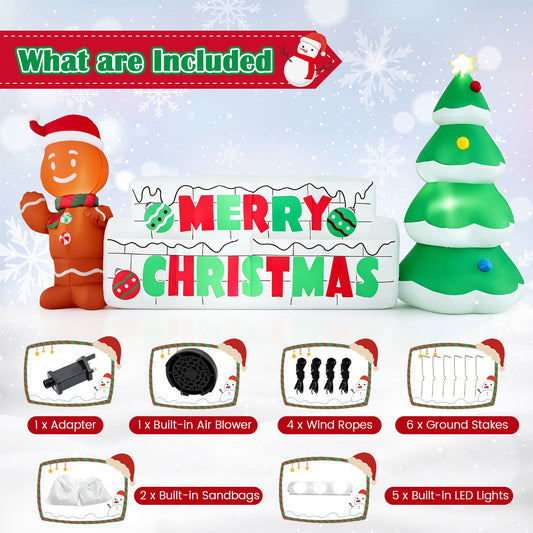 290 CM Long Inflatable Merry Christmas Sign Outdoor Decoration