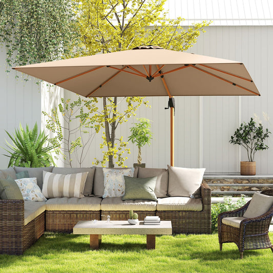 297 cm Outdoor Patio Cantilever Umbrella with 360° Rotation-Beige