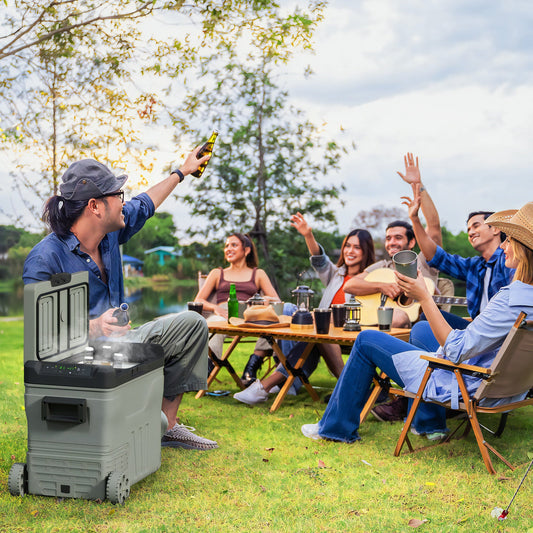 Outsunny 45L Two Compartment Car Fridge Cooler - Green