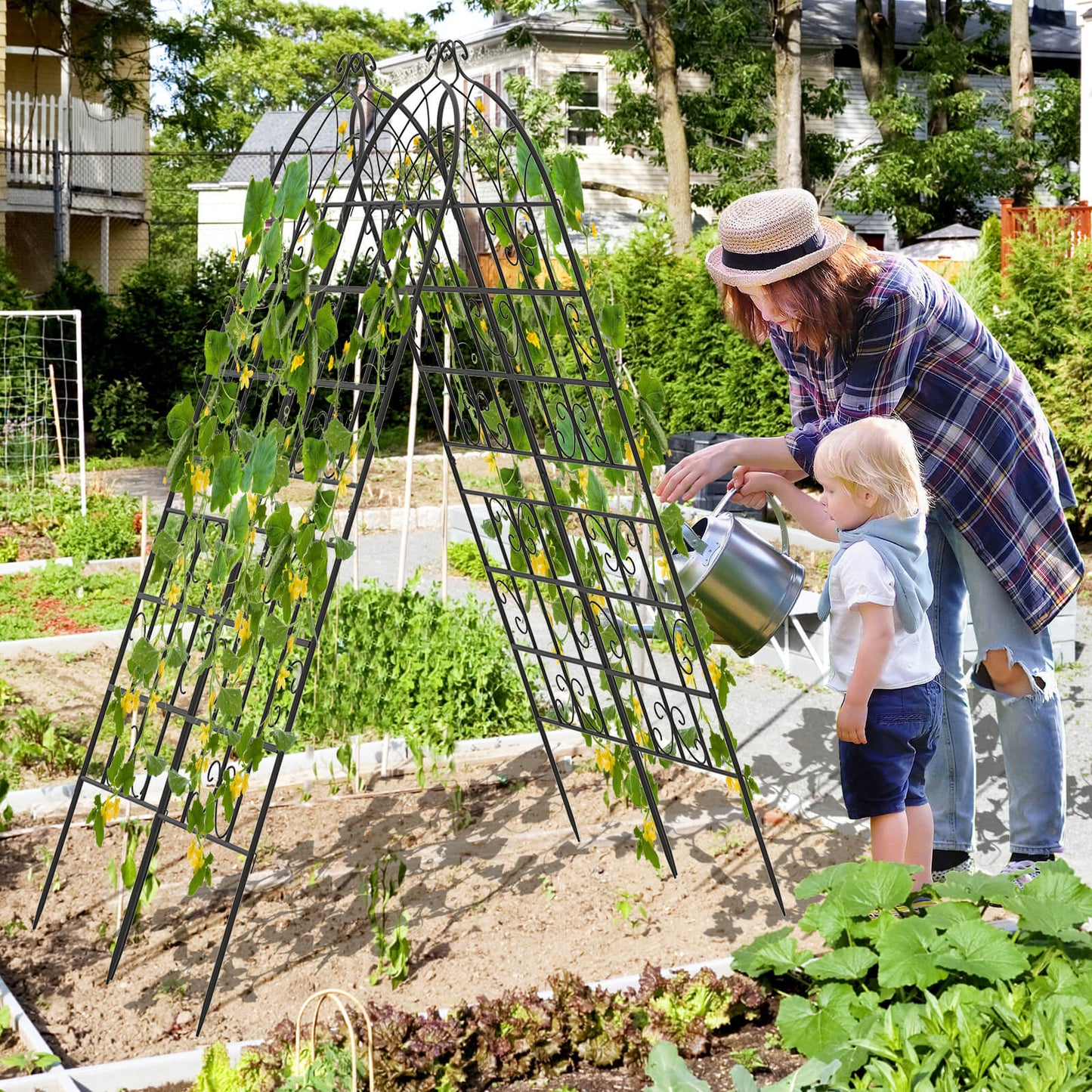 2/4 Pack 180 cm x 50 cm Metal Garden Trellis Decorative for Climbing Plants-2 Pack