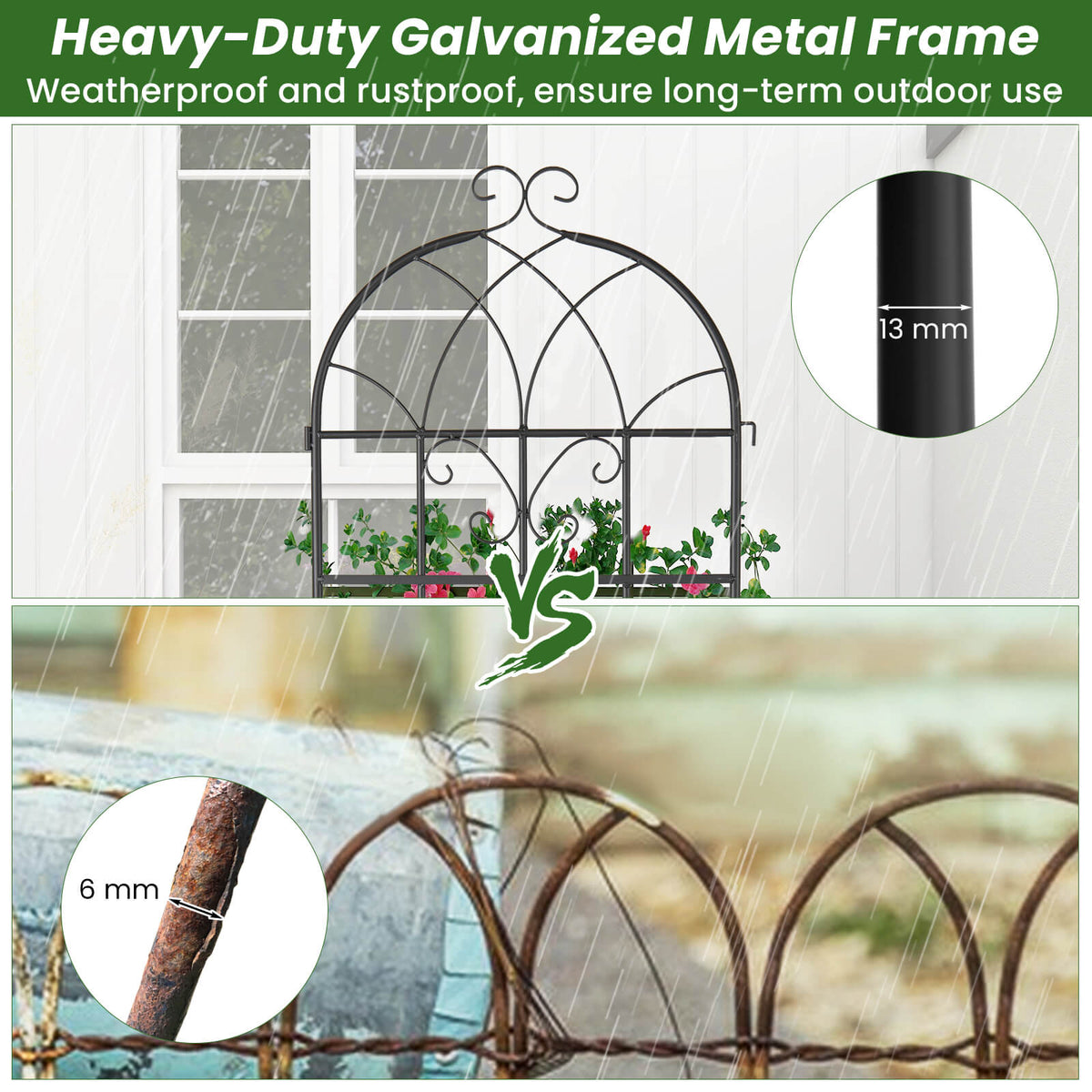 2 Pack 220 x 50 cm Metal Garden Trellis for Climbing Plants-Black