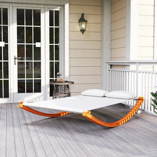 Outsunny Garden Day Rocking Bed Sun Lounger Patio Furniture Hammock With Pillows Wood