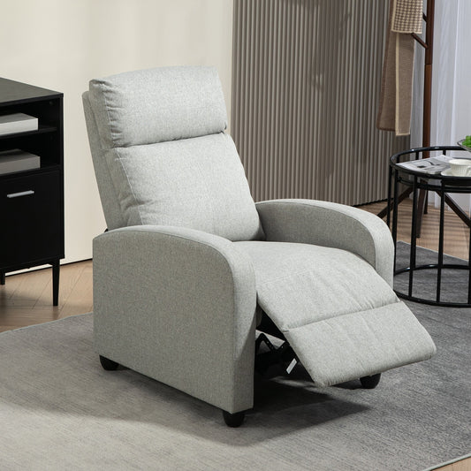 HOMCOM 135 Push Back Recliner Armchair, with Footrest - Grey