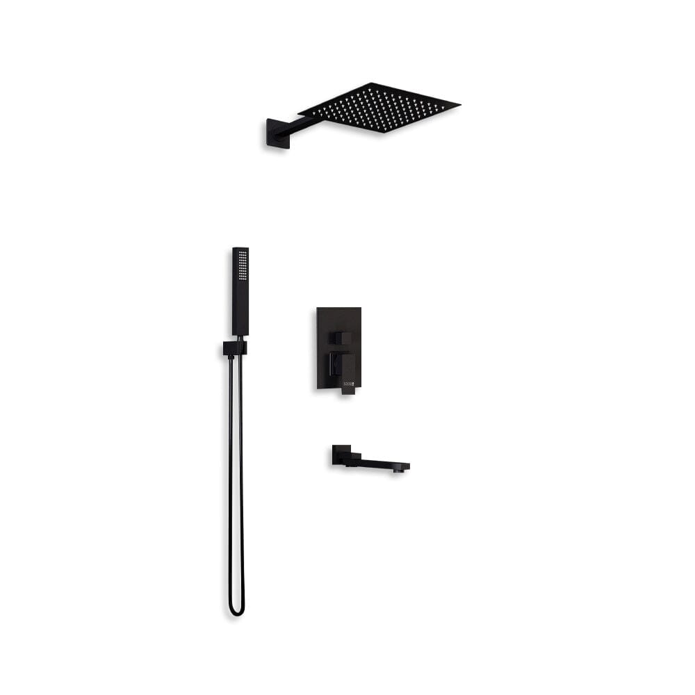 Sliver/Black Chrome Plated Square Concealed Showerhead and Handshower Mixer Set