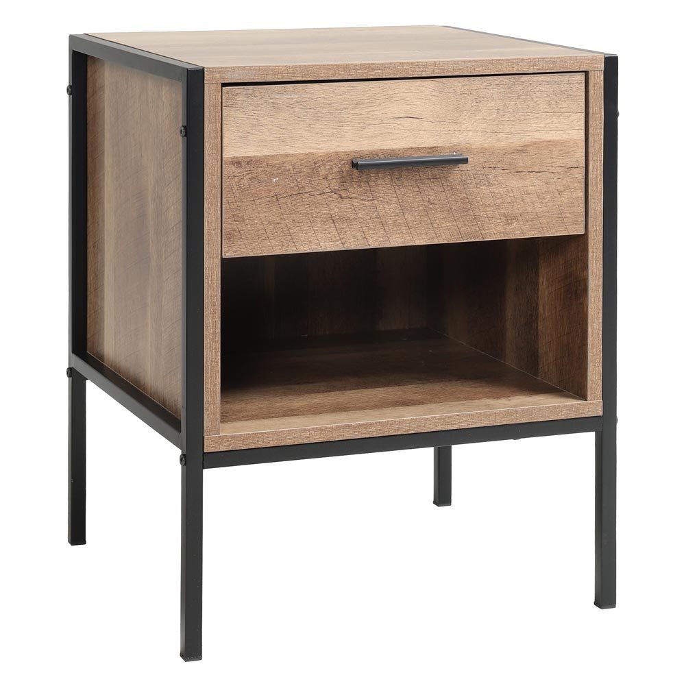 Storage Bedside Table 2 Shelves End Table Industrial Nightstand