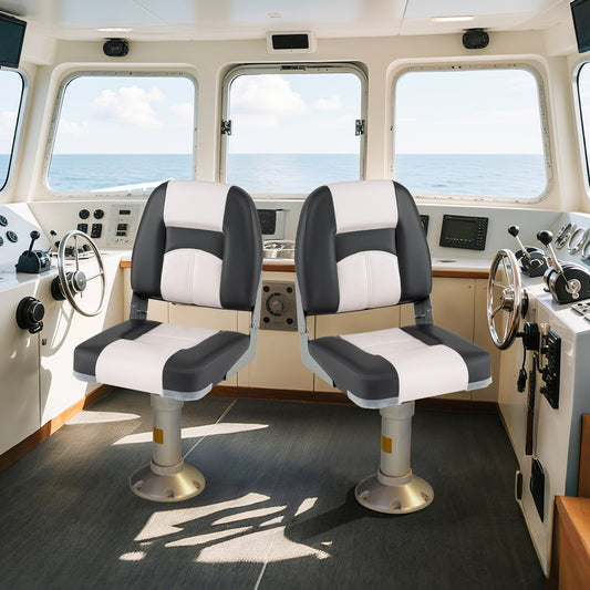 2-Pack Boat Seats with Thick Sponge Padding-Grey