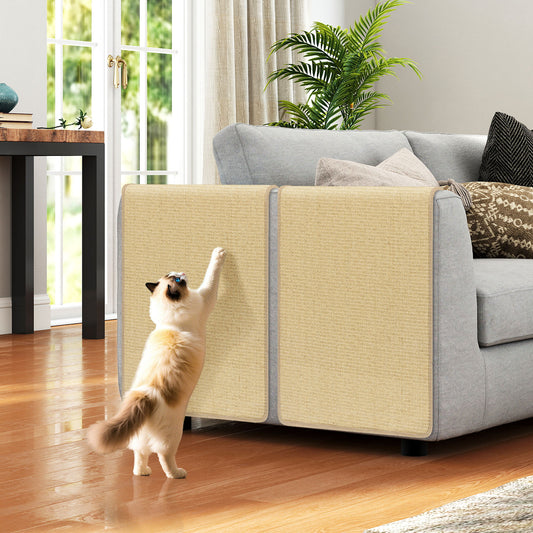 2-Piece Cat Scratcher Mat Set 80 x 50 cm Natural Sisal Pads
