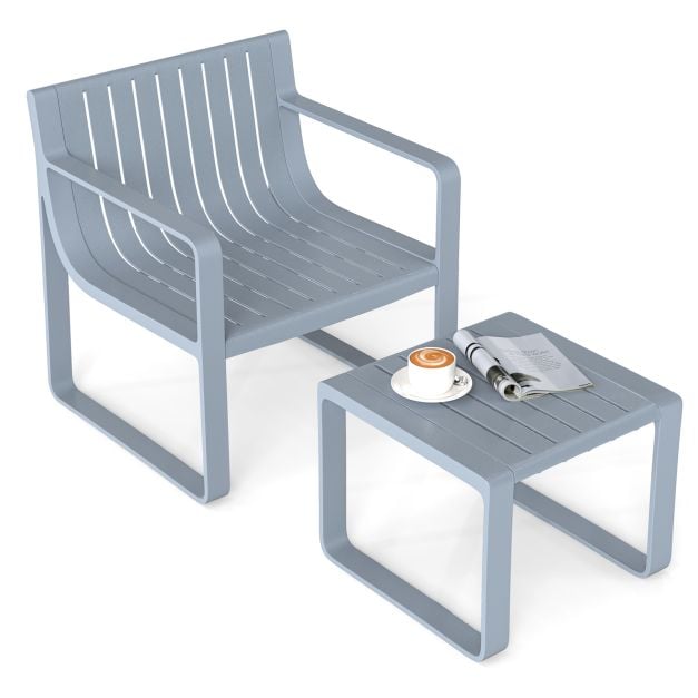 2-piece garden furniture set made of PP Weatherproof balcony set Garden chair with table Balcony furniture