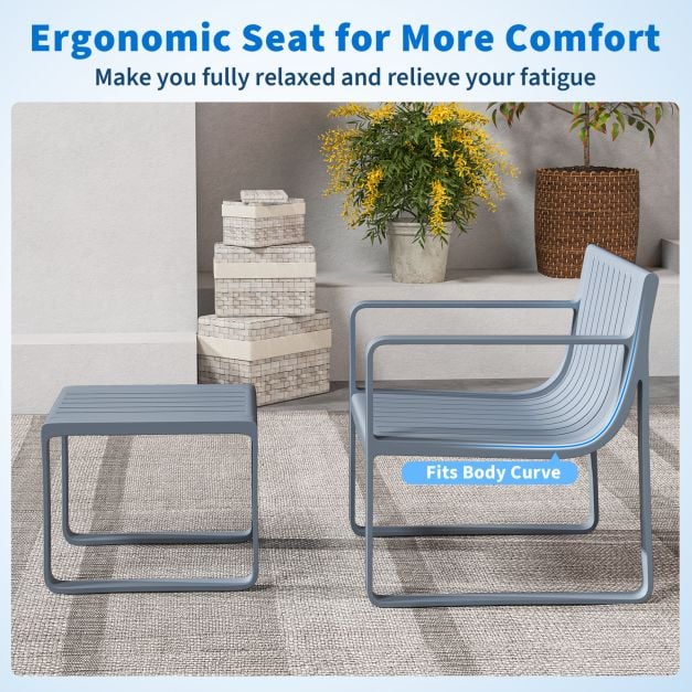 2-piece garden furniture set made of PP Weatherproof balcony set Garden chair with table Balcony furniture