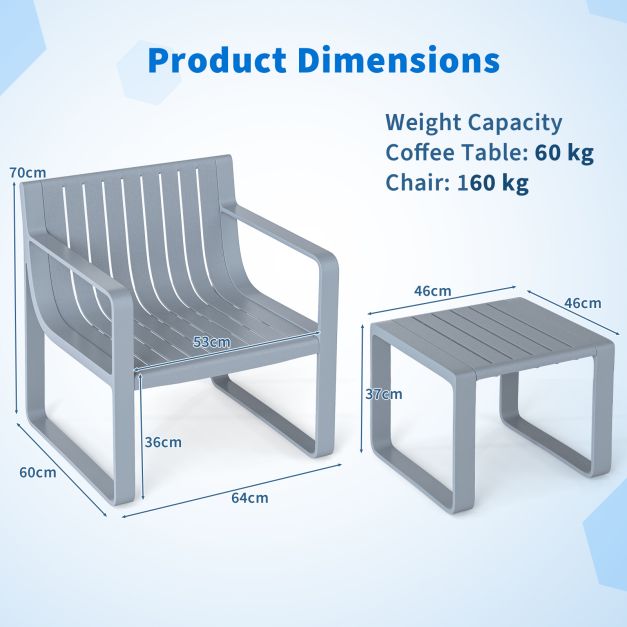 2-piece garden furniture set made of PP Weatherproof balcony set Garden chair with table Balcony furniture