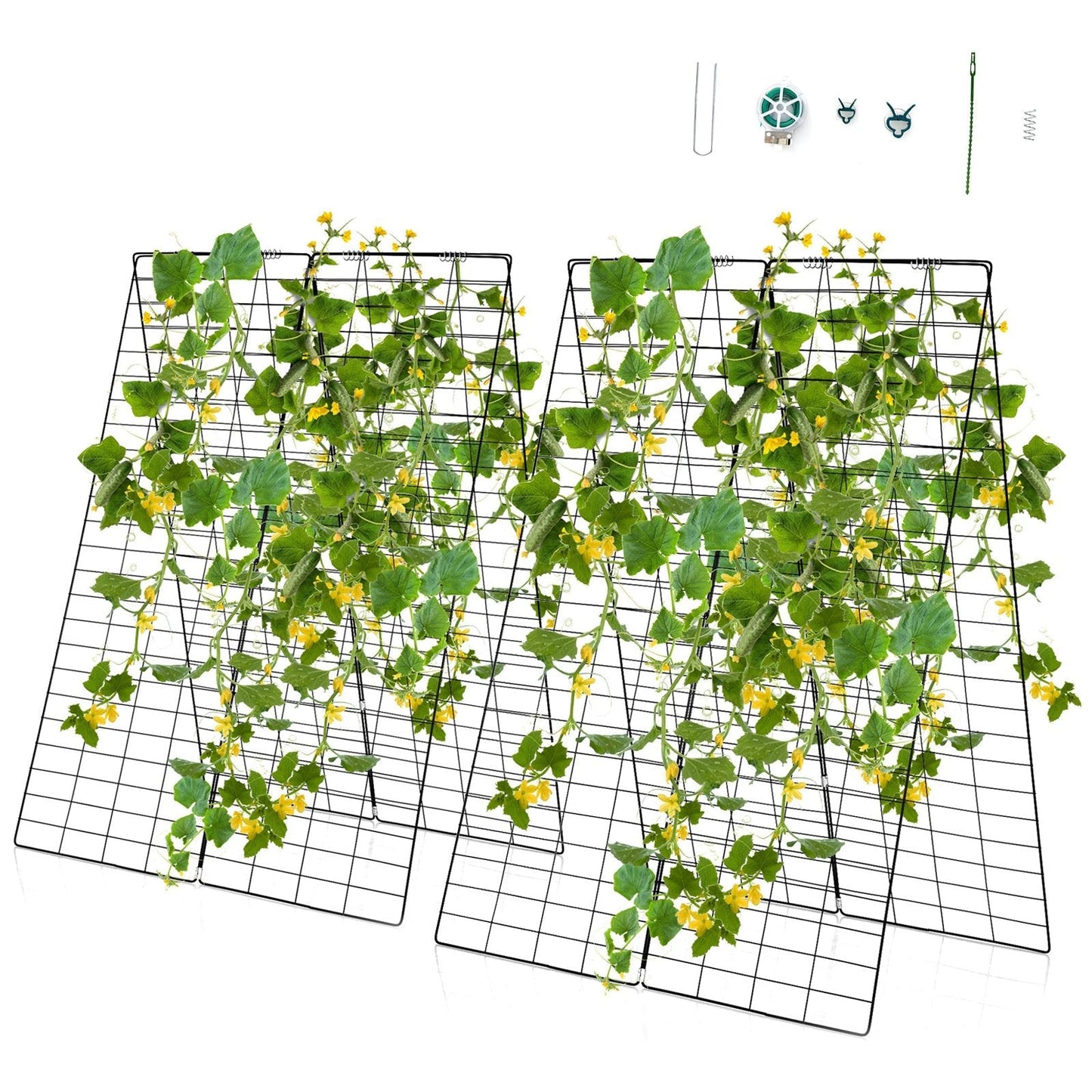 2-Pack Garden Cucumber Trellis with Accessories-Green